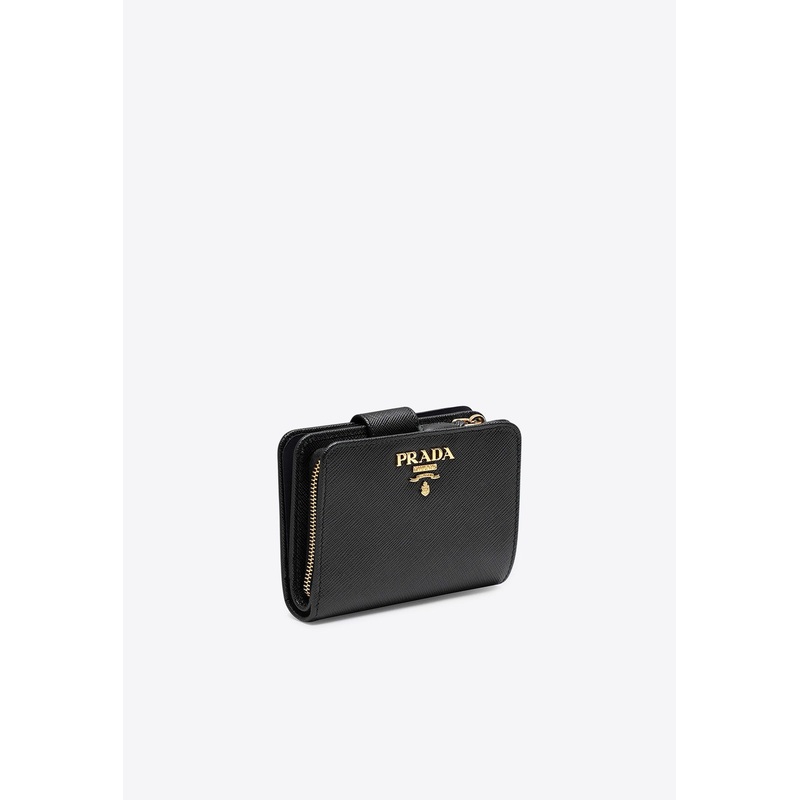 Saffiano Leather Zip-Around Logo Wallet