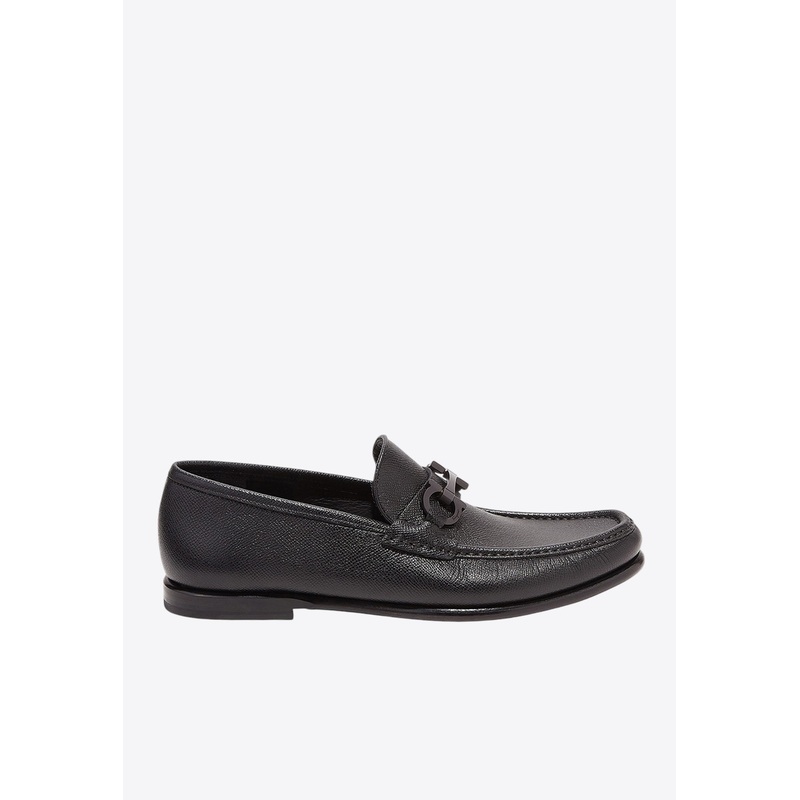 Crown Gancini Plaque Leather Loafers