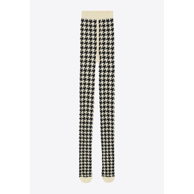 Houndstooth Pattern Jacquard Tights